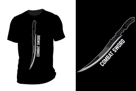 Combat sword vector t shirt mockup retro vintageのイラスト素材