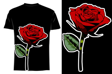 Rose flower t shirt mockup retro vintageのイラスト素材