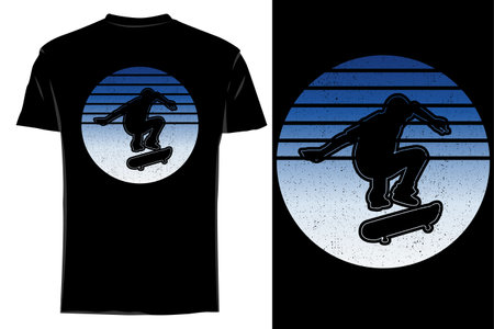 Hell flip skate silhouette t shirt mockup retro vintageのイラスト素材