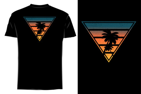 Twin palm silhouette t shirt mockup retro vintageのイラスト素材