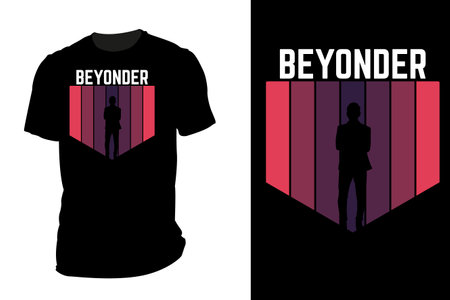 Be yonder silhouette t shirt mockup retro vintageのイラスト素材