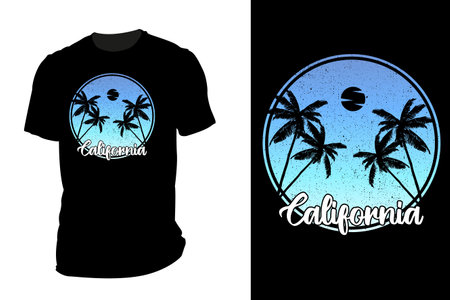 California silhouette t shirt mockup retro vintageのイラスト素材