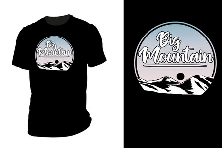 Big mountain silhouette t shirt mockup retro vintageのイラスト素材