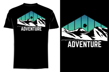Adventure mountain silhouette t shirt mockup retro vintageのイラスト素材