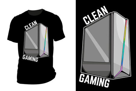 Clean gaming vector t shirt mockup retro vintageのイラスト素材