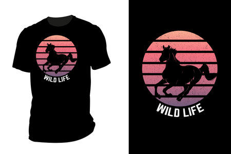 Wild life silhouette t shirt mockup retro vintageのイラスト素材