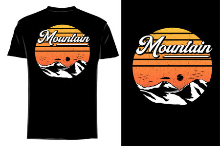Classic mountain silhouette t shirt mockup retro vintageのイラスト素材