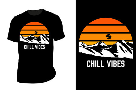 Chill vibes silhouette t shirt mockup retro vintageのイラスト素材