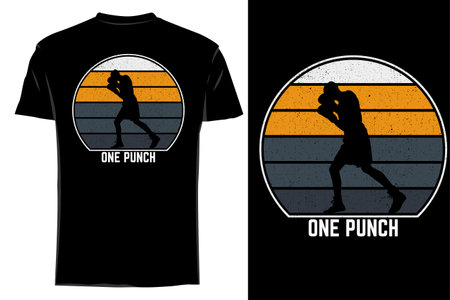 One punch silhouette t shirt mockup retro vintageのイラスト素材