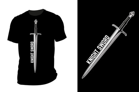 Knight sword vector t shirt mockup retro vintageのイラスト素材