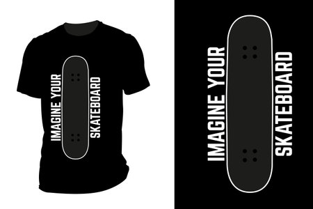 Imagine your skateboard silhouette t shirt mockup retro vintageのイラスト素材