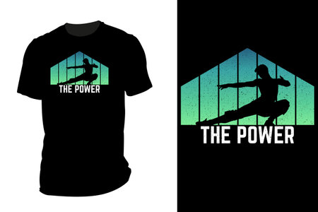 The power silhouette t shirt mockup retro vintageのイラスト素材