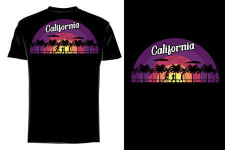 California silhouette t shirt mockup retro vintageのイラスト素材