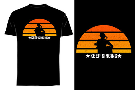 Keep singing silhouette t shirt mockup retro vintageのイラスト素材