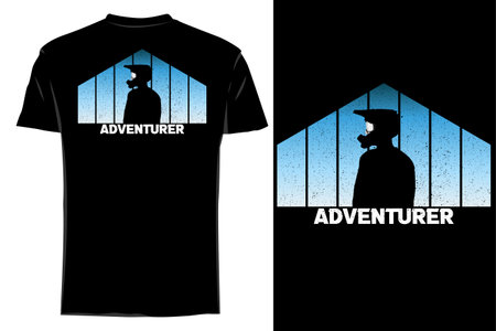 Adventurer silhouette t shirt mockup retro vintageのイラスト素材