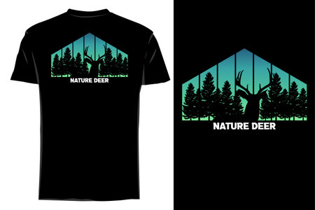 Nature deer silhouette t shirt mockup vintageのイラスト素材