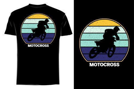Motocross classic silhouette t shirt mockup retro vintageのイラスト素材