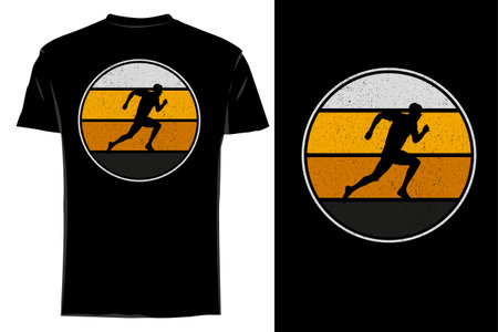 Running classic style silhouette t shirt mockup retro vintageのイラスト素材