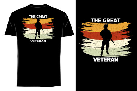 The great veteran silhouette t shirt mockup retro vintageのイラスト素材