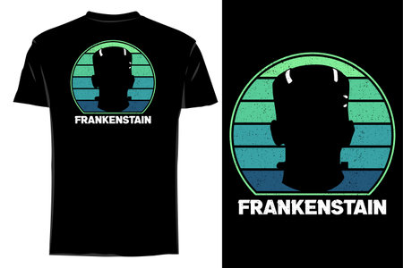 Frankenstein silhouette t shirt mockup retro vintageのイラスト素材