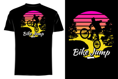 Bike jump silhouette t shirt mockup retro vintageのイラスト素材