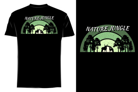 Nature jungle silhouette t shirt mockup retro vintageのイラスト素材