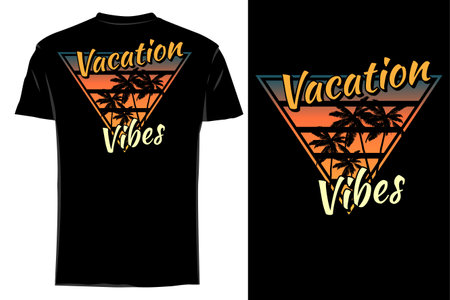 Vacation vibes silhouette t shirt mockup retro vintageのイラスト素材