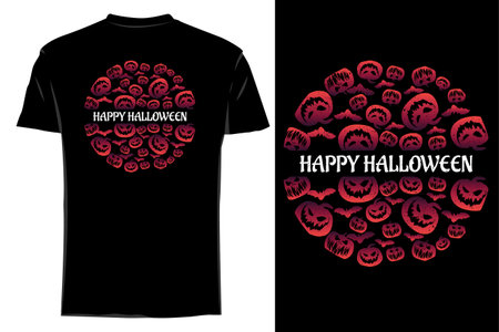 Happy Halloween silhouette t shirt mockup retro vintageのイラスト素材