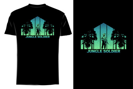 Jungle soldier silhouette t shirt mockup retro vintageのイラスト素材
