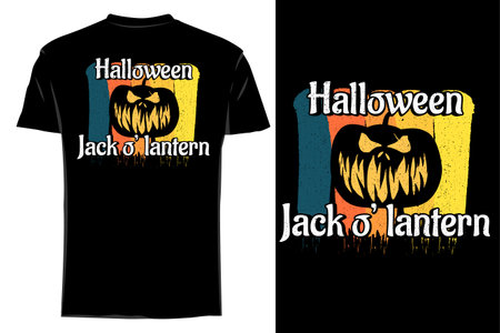 Halloween jack o' lantern silhouette t shirt mockup retro vintageのイラスト素材