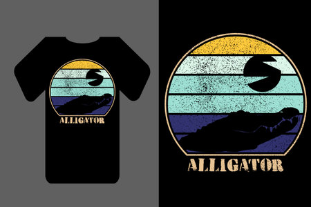 Mockup t shirt silhouette alligator retro vintageのイラスト素材