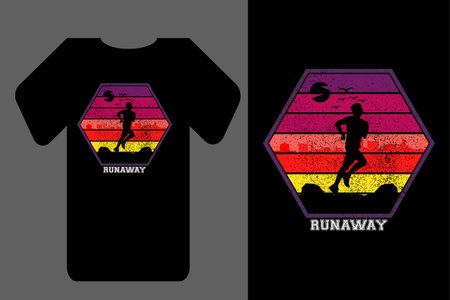 Mockup t shirt silhouette runaway sunset retro vintageのイラスト素材