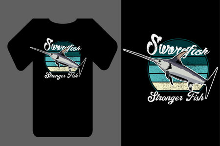 Mockup t shirt vector swordfish retro vintageのイラスト素材