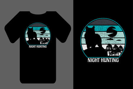 Mockup t shirt silhouette night hunting retro vintageのイラスト素材