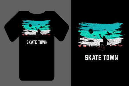 Mockup t shirt silhouette skate town retro vintageのイラスト素材