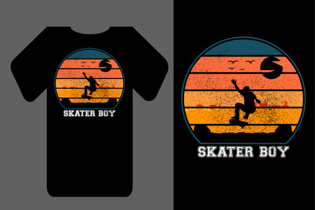 Mockup t shirt silhouette skater boy retro vintageのイラスト素材