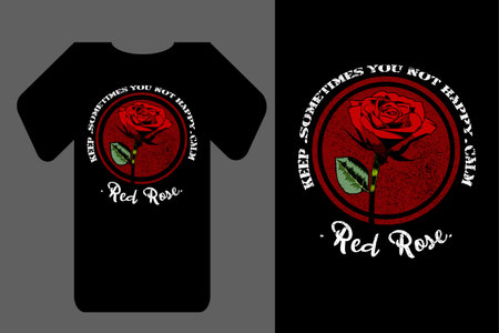 Mockup t shirt natural red rose retro vintageのイラスト素材