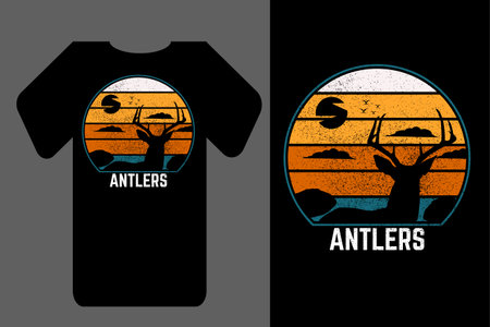 Mockup t shirt silhouette antlers art retro vintageのイラスト素材