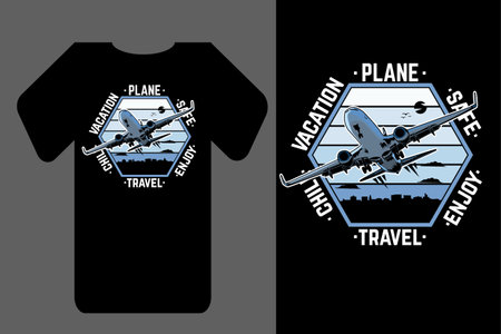 Mockup t shirt silhouette plane traveling retro vintageのイラスト素材