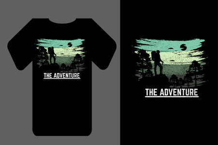 Mockup t shirt silhouette the adventure retro vintageのイラスト素材