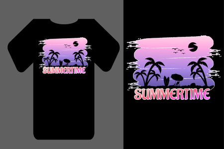 Mockup t shirt silhouette summertime retro vintageのイラスト素材
