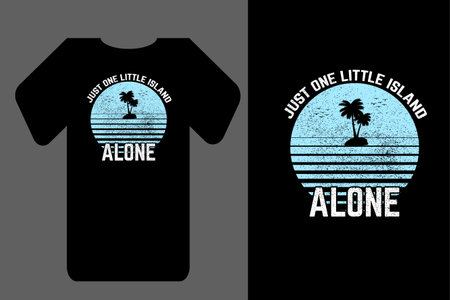 Mockup t shirt silhouette just one little island retro vintageのイラスト素材