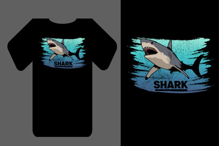 Mockup t shirt vector shark retro vintageのイラスト素材