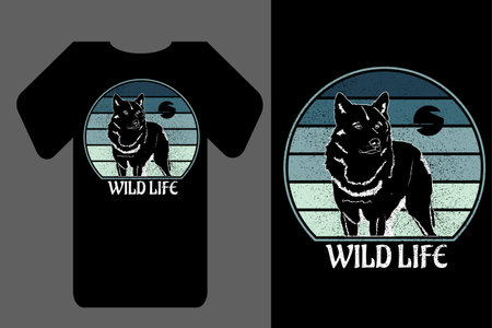Mockup t shirt silhouette wild life retro vintageのイラスト素材