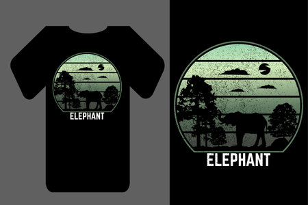 Mockup t shirt silhouette elephant retro vintageのイラスト素材