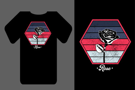 Mockup t shirt silhouette rose retro vintageのイラスト素材