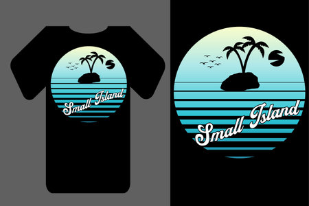 Mockup t shirt silhouette small island retro vintageのイラスト素材