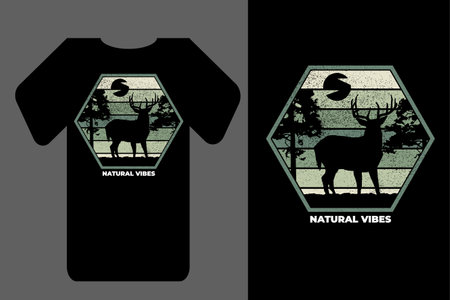 Mockup t shirt silhouette natural vibes retro vintageのイラスト素材