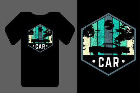 Mockup t shirt silhouette car retro vintageのイラスト素材