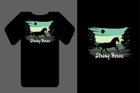Strong horse silhouette t-shirt mockup retro vintageのイラスト素材